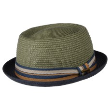 Stetson Hats Toyo Straw Pork Pie Hat - Grey-Blue