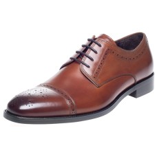 John White Lucan Semi Brogue Derby Style Tan Leather Mens Shoes