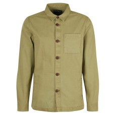 Barbour Washed Cotton Mens Bleached Olive Green Overshirt