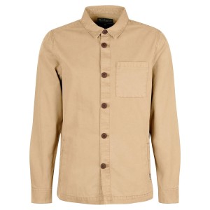 Barbour Washed Cotton Mens Washed Stone Beige Overshirt