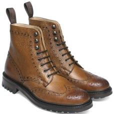 Cheaney Tweed C Wingcap Brogue Boot in Almond Grain Leather